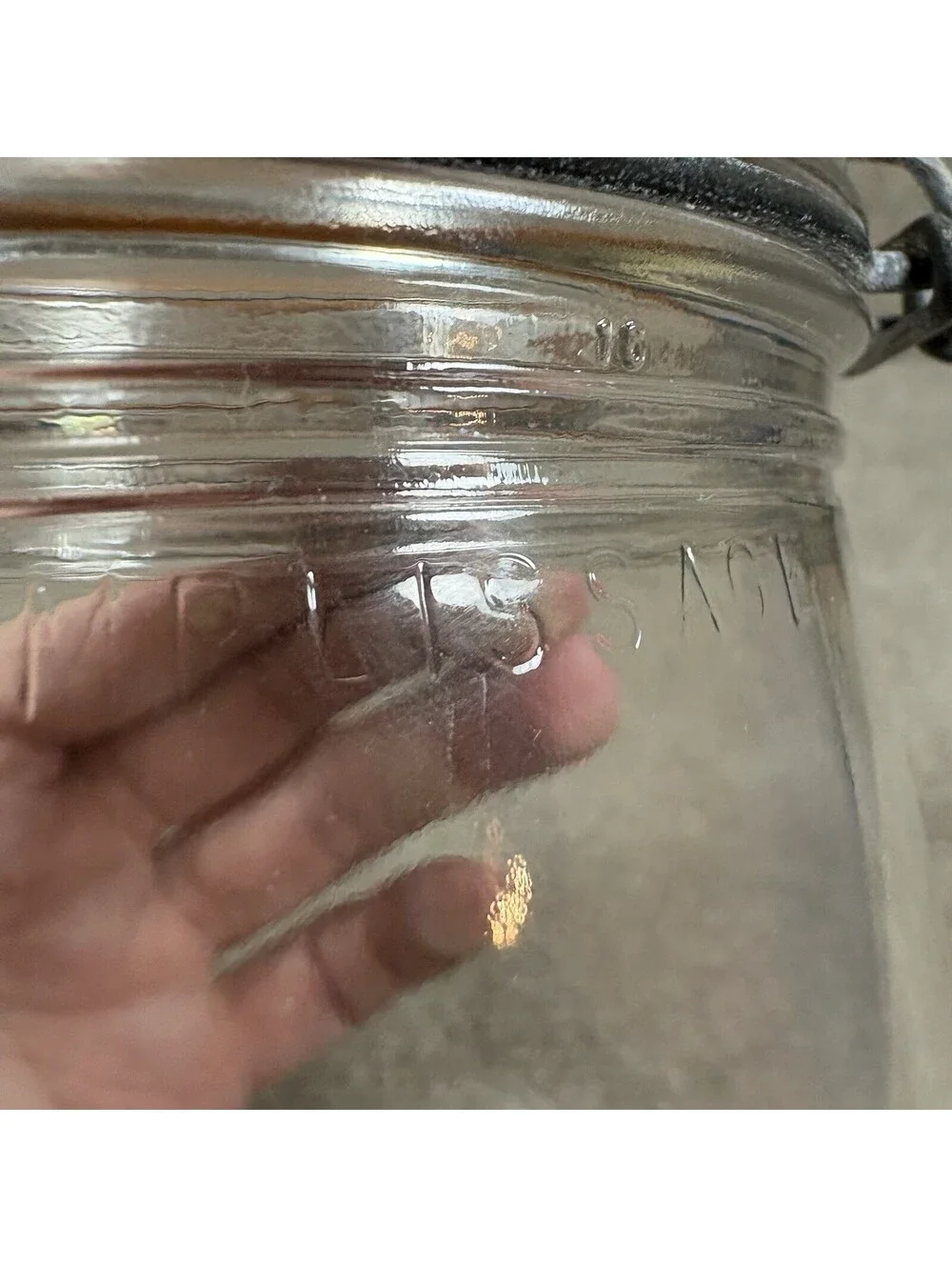 Vintage Arc France 1L Glass Storage Jar Clear Kitchen Canister Metal Clasp